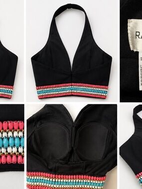Rachel Allen Beaded Crop Top